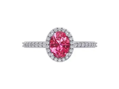 Oval Solitaire Ring 3D print model 11