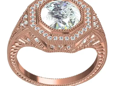 Antique Art Deco Engagement Ring 04 3D print model