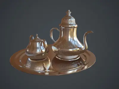 Victorian era silver teapot Low-poly 3D model