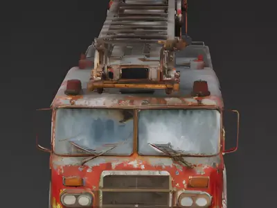 Inferno End Abandoned Fire Truck 3D Model Low-poly 3D model