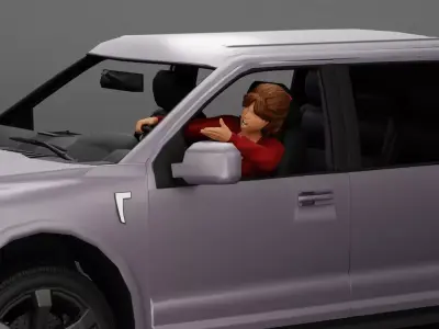 Angry Young Woman in mini shirt screaming In The Car 3D print model