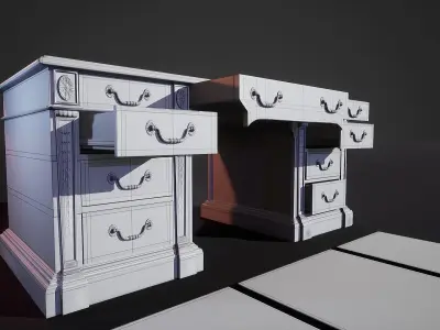 Victorian Desk Game-Ready Low-poly 3D model