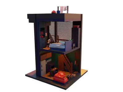 Duplex Apartment Low-poly 3D model