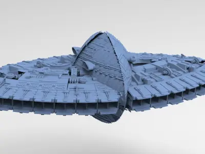 Art Deco Sci-Fi Disk Ship 4 3D model