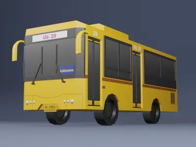 Yellow Thai bus Low poly v03 Low-poly 3D model