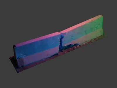 Double Concrete Barrier - Photoscanned Free 3D model