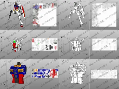 Gundam RX-78-2 Armor - DIY Cosplay Pepakura Foam Template Low-poly 3D model