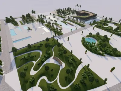 park-public park-Private Park Landscape 3D model 6