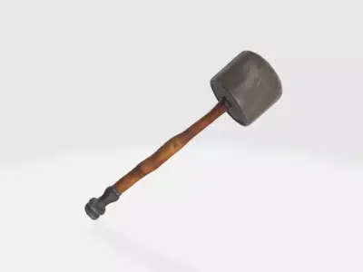 A common mace with wooden shank and iron head Low-poly 3D model