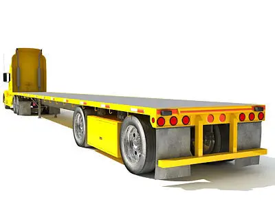Yellow American Truck Flatbed 3D model