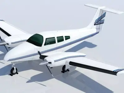 Piper PA-44 Seminole Low Poli Static Aircraft Low-poly 3D model