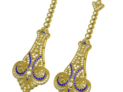 Antique Long Cocktail Earring 2 3D print model