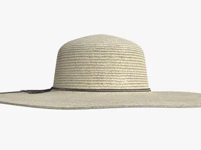 Women Straw Hat Yellow 3D model