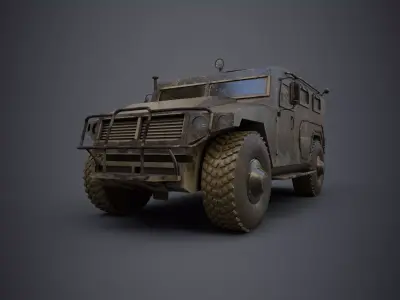 Dirty Military Vehicle Low-poly 3D model