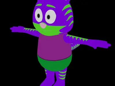 Cartoon Cat 3D Rigged Model Low-poly 3D model