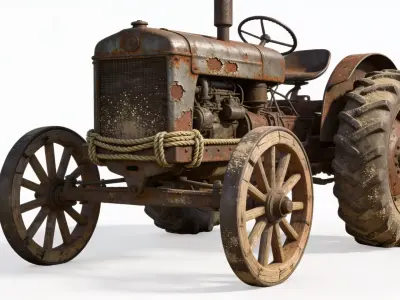 Frontier Wasteland Farm Tractor Low-poly 3D model