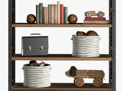 French Library Low Shelving 3D model