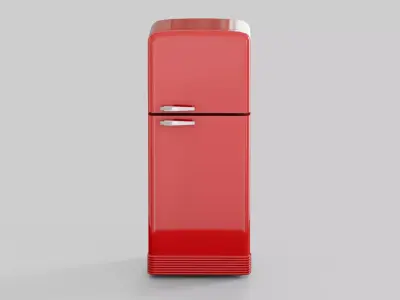 Retro fridge red Low-poly 3D model