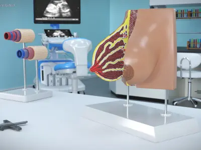  Female Breast Anatomy Model Pre-Pregnancy 