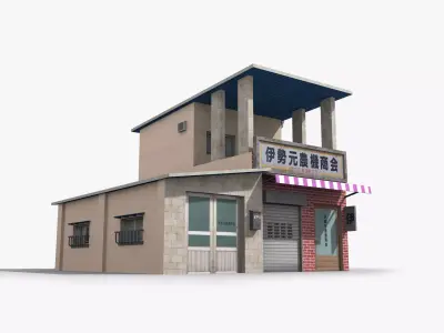 Japanese House x4 Low-poly 3D model purchase