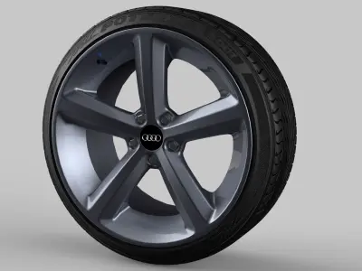 Audi A5 8T wheel with tire Low-poly 3D model