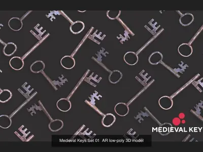 Medieval Keys Sets 01-05 AR low-poly 3D model 3D Model Collection