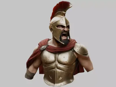 Leonidas King Head Bust SPartan Figure Low-poly 3D model