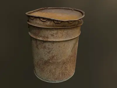 Old rusty oil barrel can Low poly 3D model Low-poly 3D model