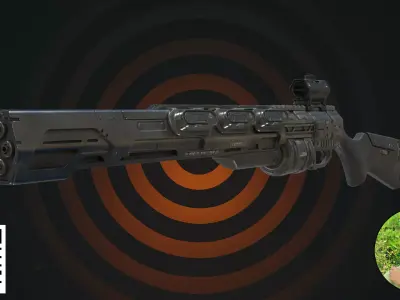 Cyberpunk Heavy Shotgun Black 3D model