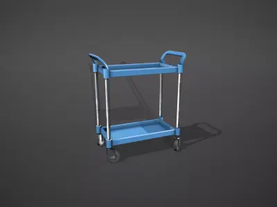 Blue Service Cart Low-poly 3D model