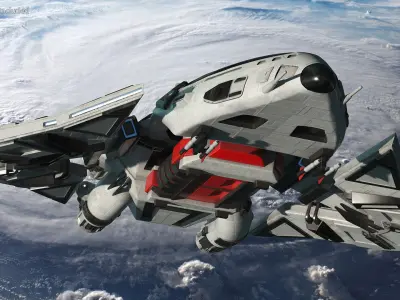  Futuristic Space Fighter Craft White 