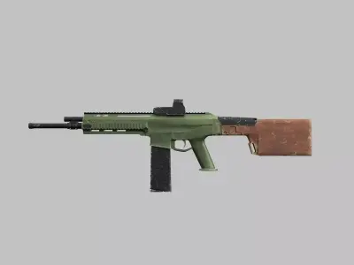 Assault rifle Low-poly 3D model 6