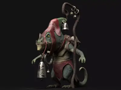 Witch Doctor Lizard Low-poly 3D model