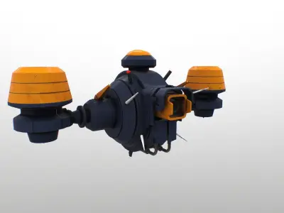 Drone orange and robot Low-poly 3D model