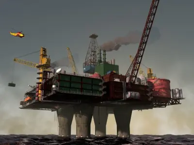 Piattaforma oil rig in middle of ocean Free 3D model