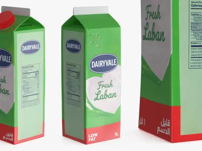 Cultured Milk Drink 1L with Red Screw Cap Green 3D model