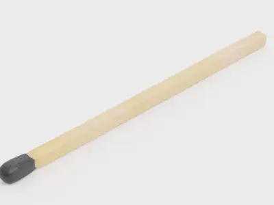 Safety Match V1 - Unburned Single Matchstick with Black Head 3D model