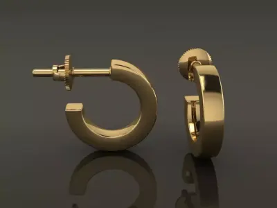 Earring Hoop Box Opened Back 7mm inside Width  3D print model