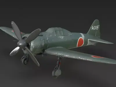 Japanese A6M Zero Fighter 3D Model Low-poly 3D model
