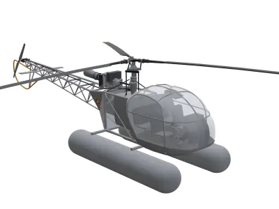 Floats SNCASE SE3130 Alouette II  Low-poly 3D model
