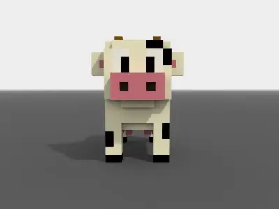 Voxel Cow Low-poly 3D model