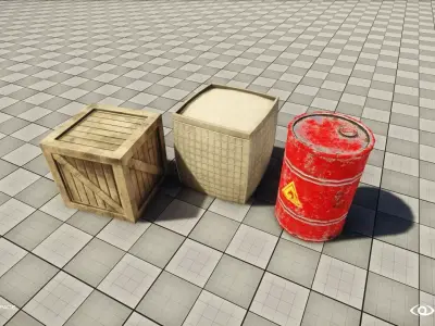 Box and Barrel Pack Low-poly 3D model