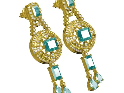 Antique Art Deco Diamond Earring 3 3D print model