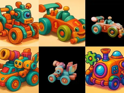 Wood Toy bundle 24 pack 100 glb Low-poly 3D model