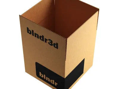 Cardboard Box Low-poly 3D model 2