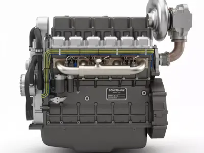 Heavy Duty Turbocharged Diesel Engine Low-poly 3D model