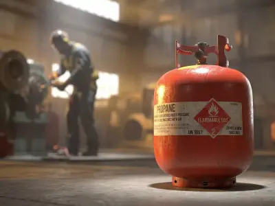 Propane Tank usage dirty red Low-poly 3D model