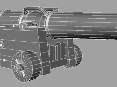 The 3d model ship cannon of the medium caliber Low-poly 3D model