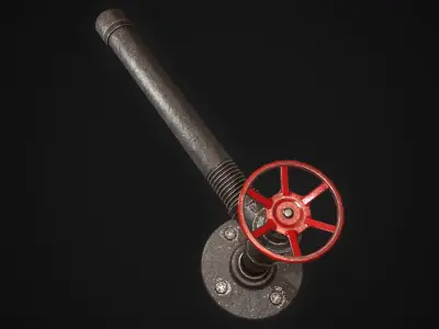 Pipe with valve Low-poly 3D model