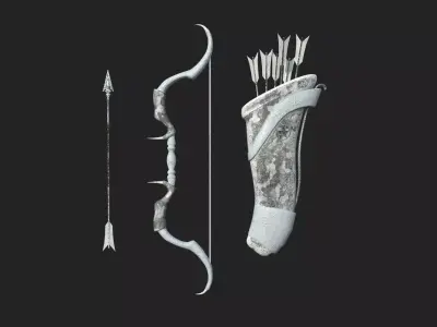 Archer Bow 08 Snow Hunter - Quiver Fantasy Weaponry Low-poly 3D model